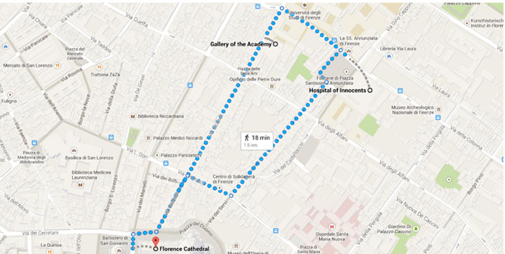 Map of route of Florence family excursion